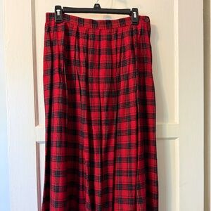Talbots pleated plaid midi skirt